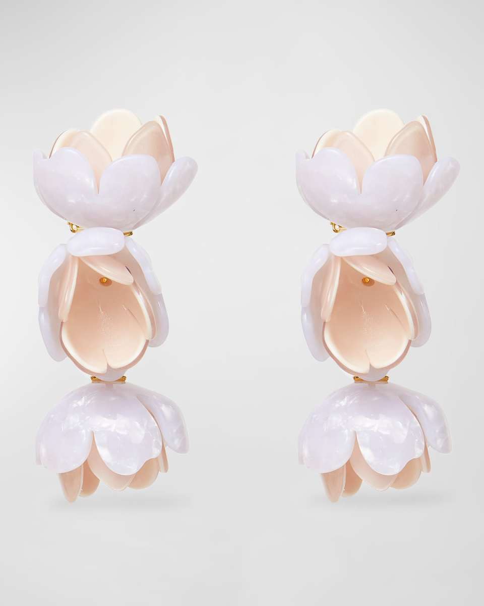 Rose Petal Triple Drop Clip-On Earrings